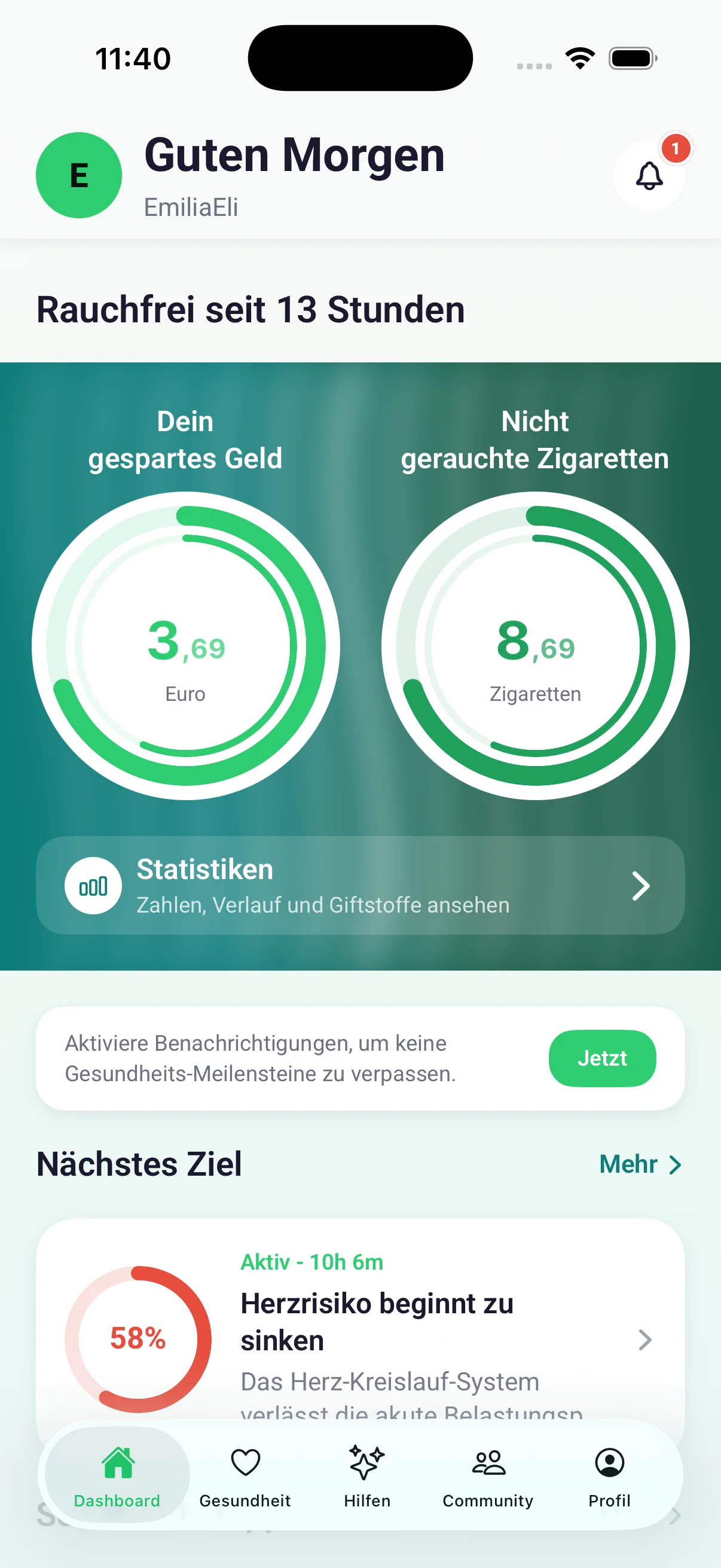 Zähler für gespartes Geld