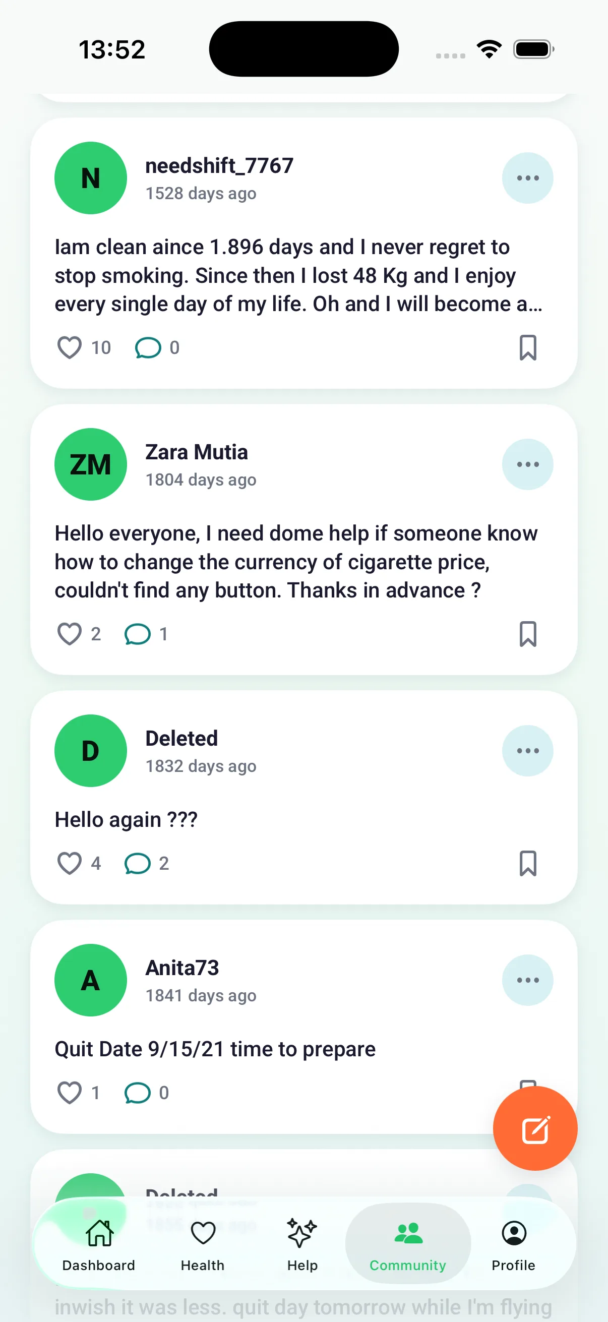 Community feed with posts