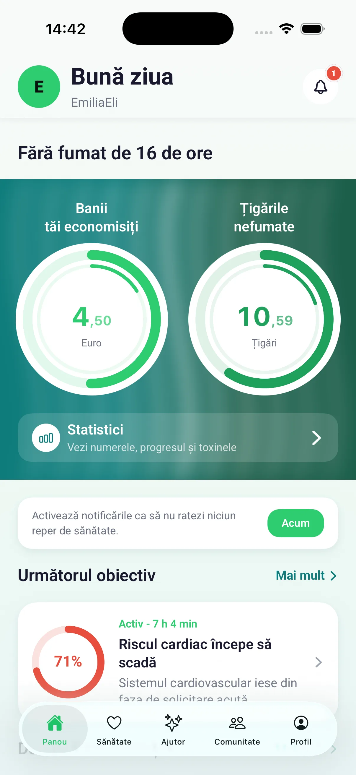 Panou cu contoare pentru banii economisiți și țigările nefumate